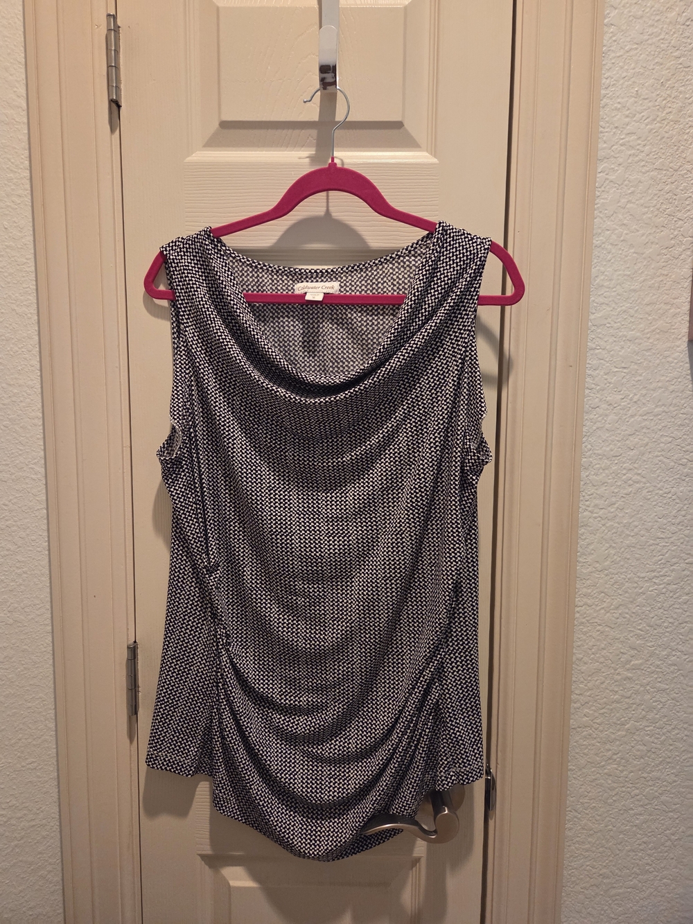 Coldwater Creek Black & White Cowl Neck Sleeveless Top